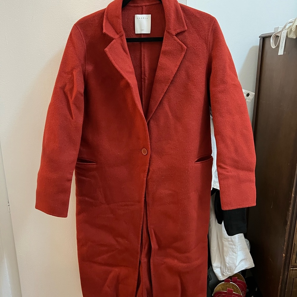 Burnt orange/ Red Sandro Wool Coat